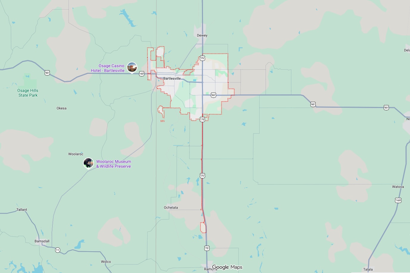 Precision Garage Door Service® of Bartlesville map