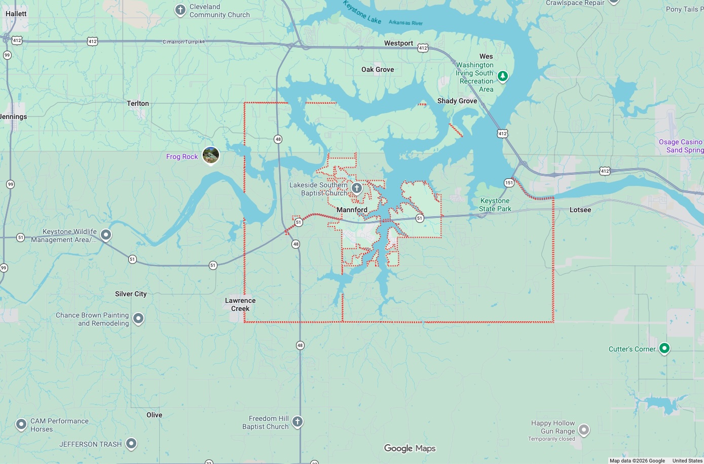 Precision Garage Door Service® of Mannford map