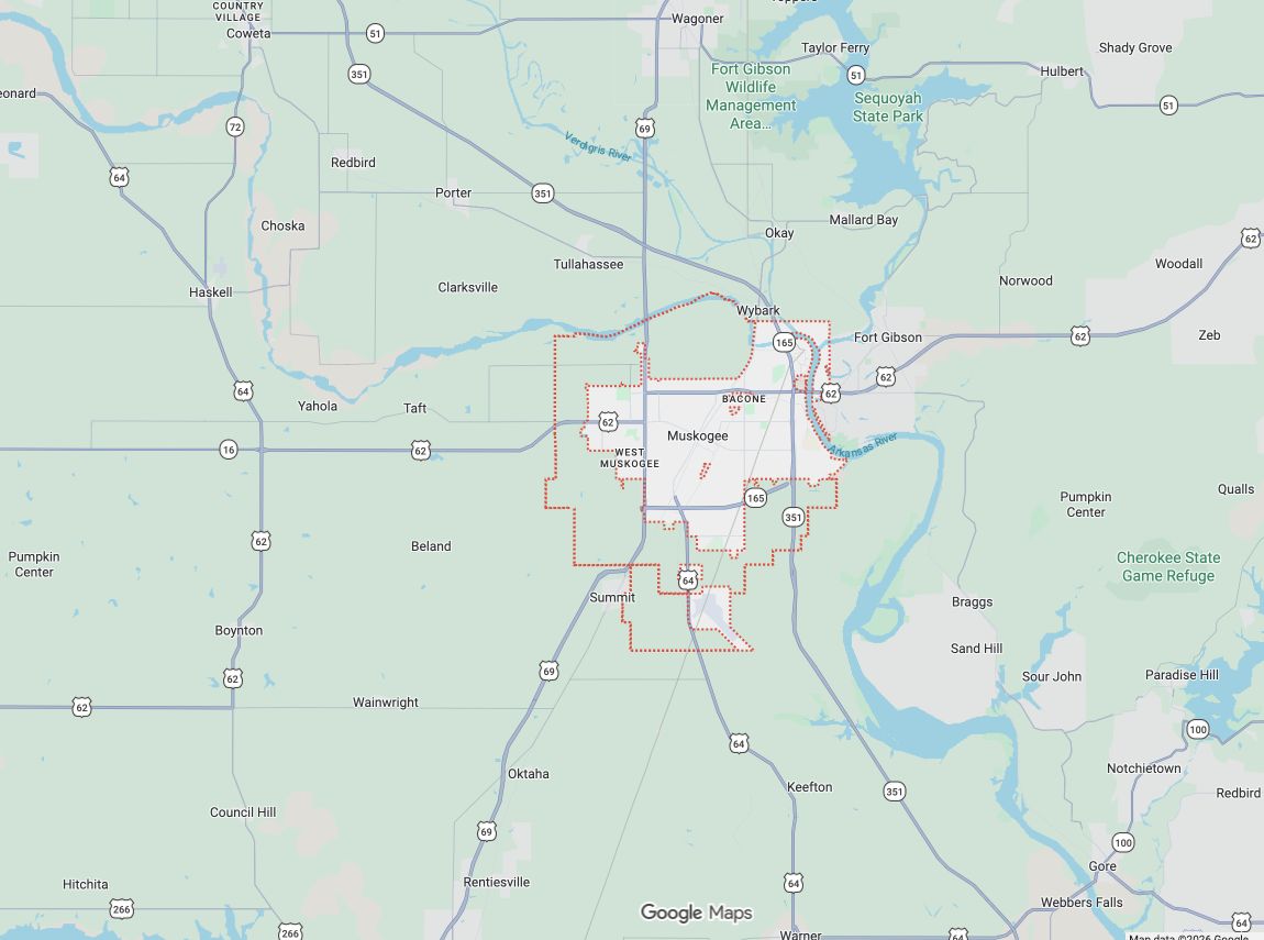 Precision Garage Door Service® of Muskogee map
