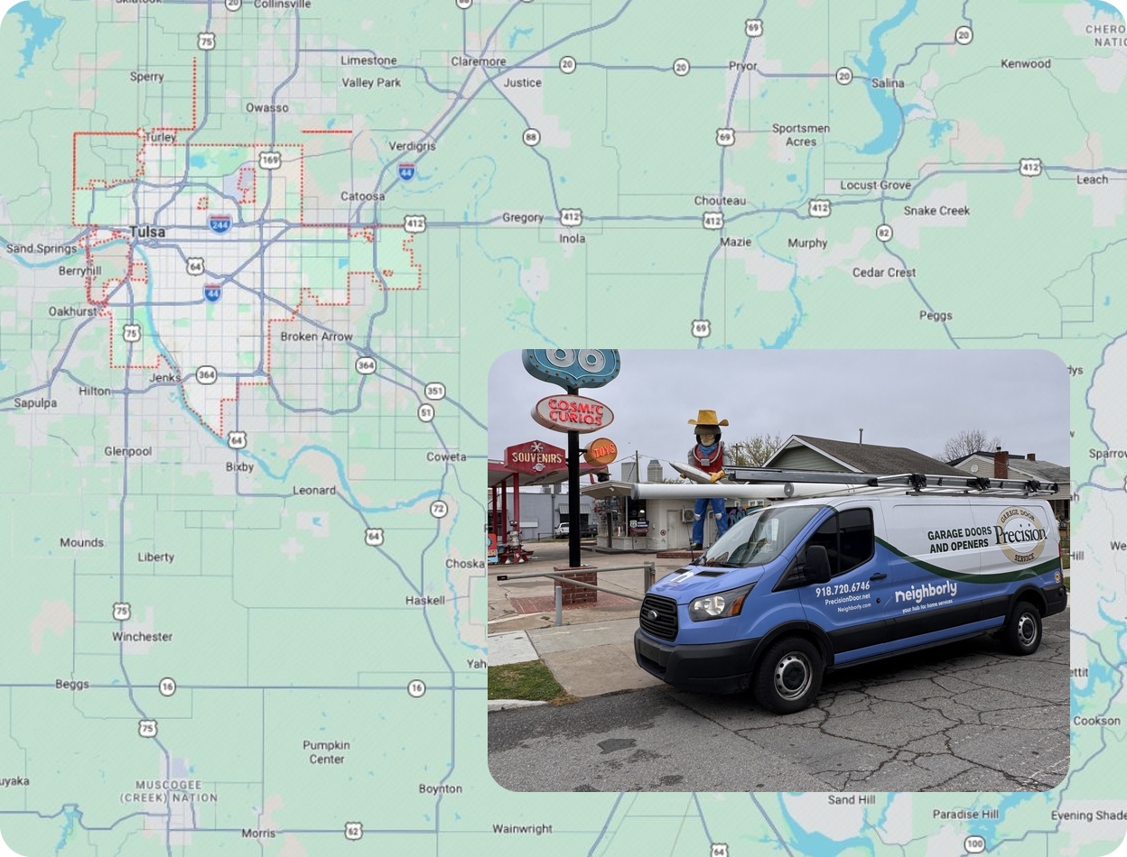 Precision Garage Door Service® of Tulsa map